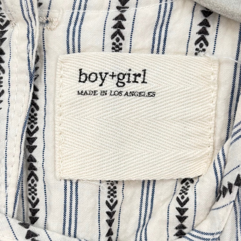 Boy + Girl 100% Cotton Striped Dress Sz 8 Cream Blue Drop Waist Made in USA - Picture 2 of 11